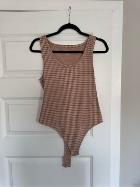 American Eagle Outfitters Mauve Grid Tank Bodysuit